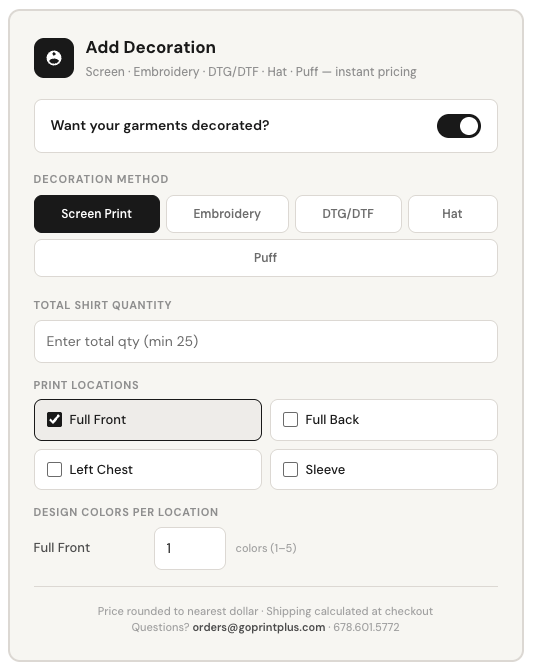 Instant Decoration Pricing